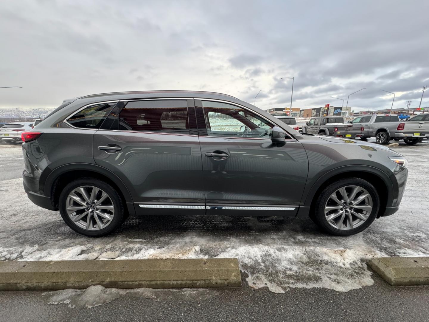 2021 Gray /Black Mazda CX-9 Grand Touring AWD (JM3TCBDY5M0) with an 2.5L L4 DOHC 16V engine, 6A transmission, located at 1960 Industrial Drive, Wasilla, 99654, (907) 274-2277, 61.573475, -149.400146 - Photo#6